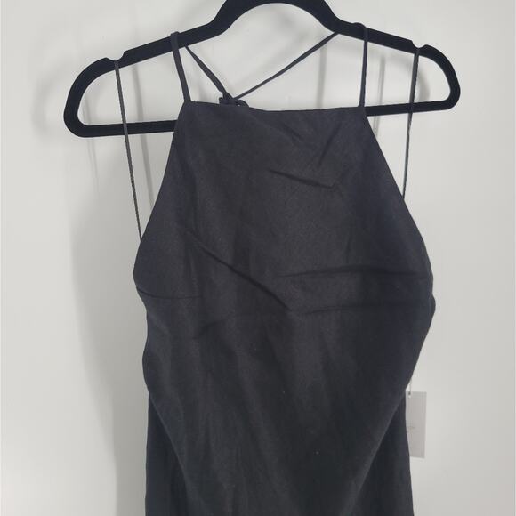Reformation Black Open Back Linen Selia Maxi Dress XL - Picture 4 of 12